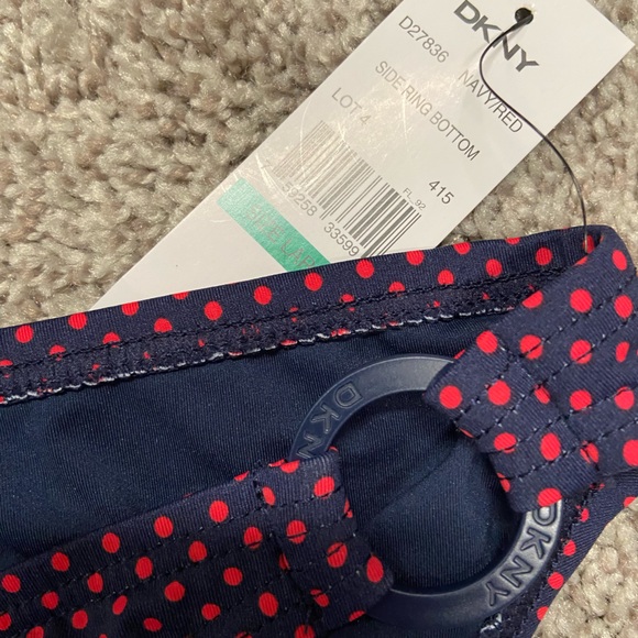 🆕 NWT DKNY Red & Navy Polka Dot Side Ring Swimsuit Bottom (never worn) - Picture 4 of 5
